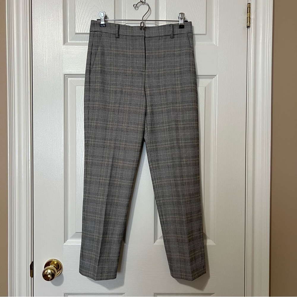 Aritzia Babaton Gray Plaid Quentin Crop Ankle Trouser Dress Pants - Sz 0 - Picture 3 of 15
